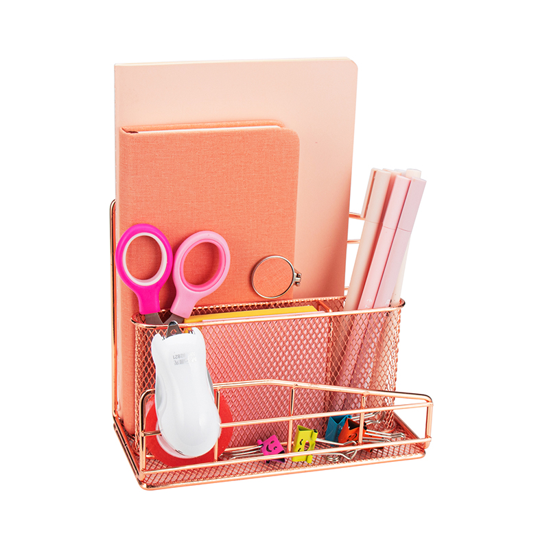 Comix Office Supplies Desk Organization Accessories 3-Slot Metal Wire Mail Sorter Mesh Pencil Cup Organizer