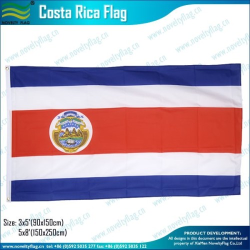 3x5ft 100D polyester Costa Rica Flag