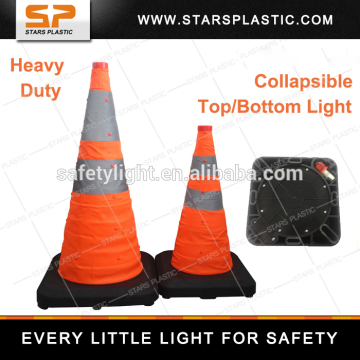 Heavy duty Collapsible traffic cone, rubber base reflective traffic cone