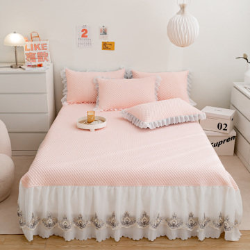 Wholesale Home solid Lace Bedspread ice Skirt Set