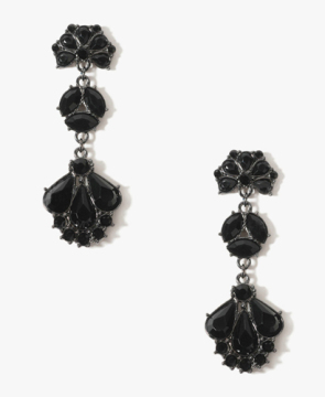 Trendy black resin long drop earring for women wearing