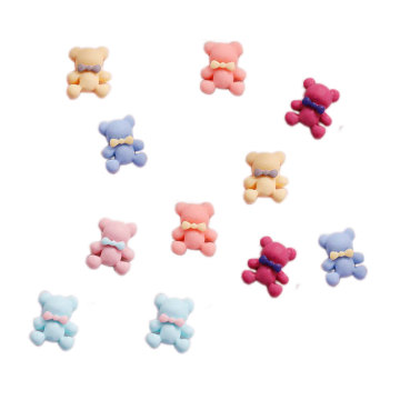 Coloré Mini Ours Résine Cabochon Simulation Animal Bowknot Ours Nail Art Décor Chapeaux Accessoires