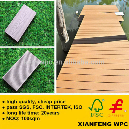 Weather Resistant Wood Plastic Composite Flooring Tiles Anti UV Outdoor Decking Grooved Wood Grain WPC Floors Plastic