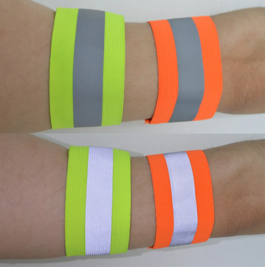 High Visibility Dual Custom Reflective Strip Elastic Wristband for Walking