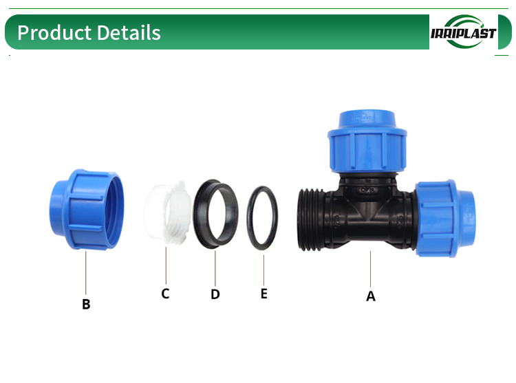 PP Compression Fittings PN16 DN20-110 Hot Sale Hdpe Irrigation Custom All Size TEE Push Equal Tee Water DIN Round ISO9001 CE OEM