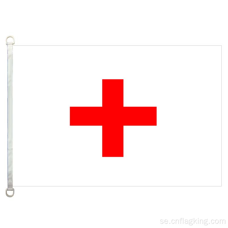 Blanc croix rouge flagga 100% polyster 90 * 150 CM