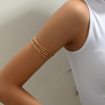 2024 Hot Sell Gold Alloy Adjustable Arm Cuff Chain Bracelet for Women