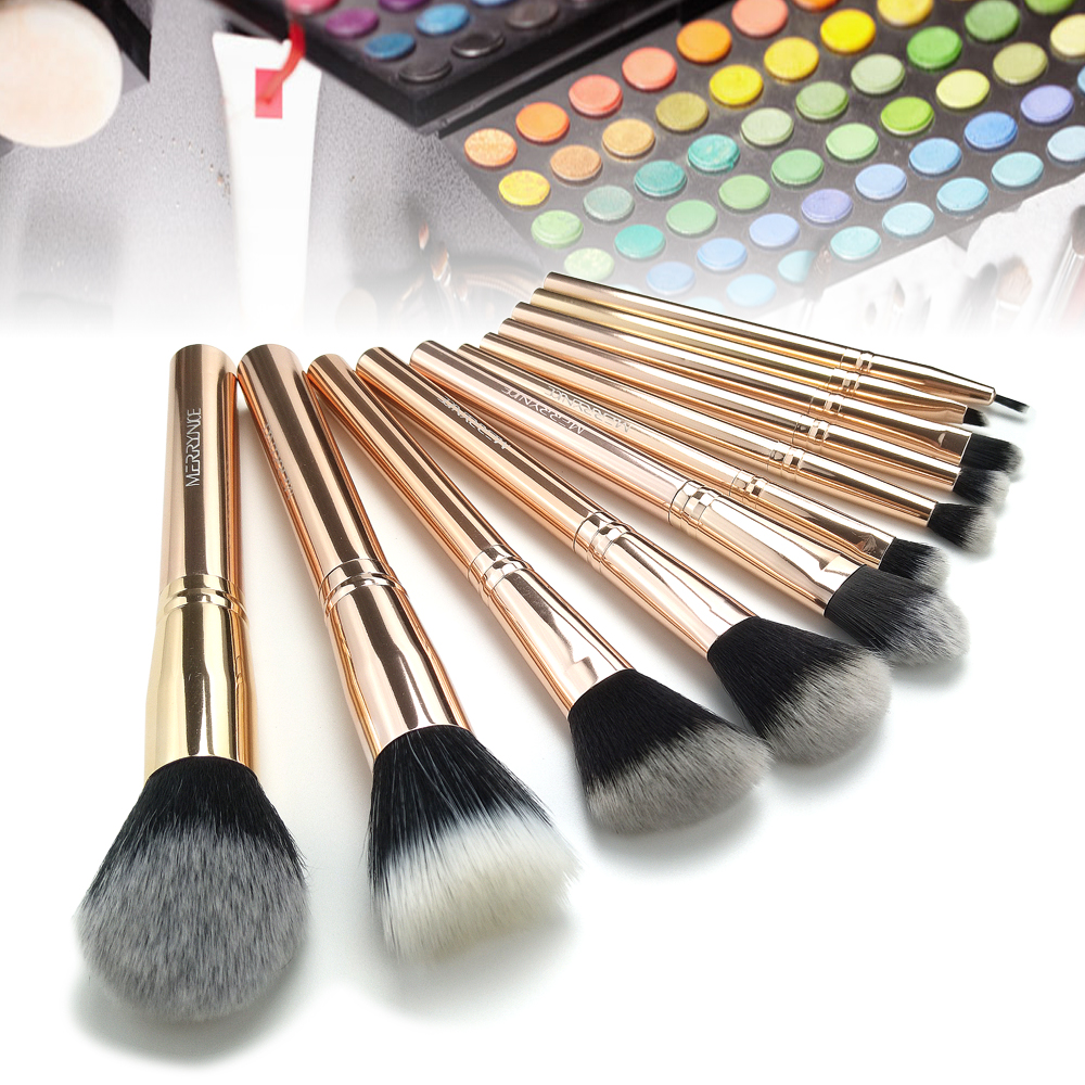 Rose Gold Metal Makeup Brush Set Rose Gold Metal Makeup Brush Set