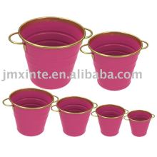 galvanized painted flower pot