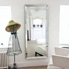 Modern Wall Mirror Unframed with Beveled Edge