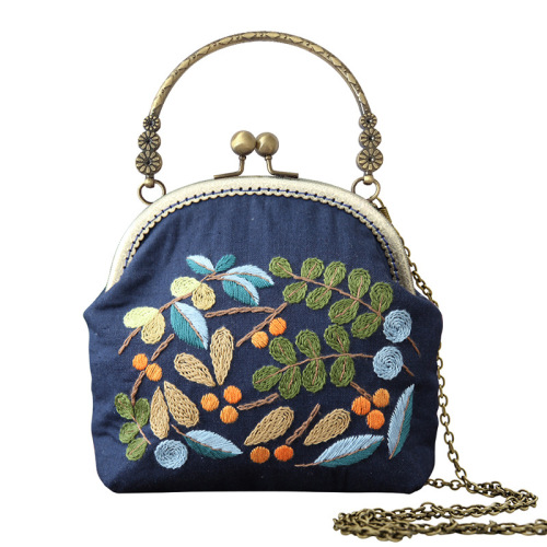 Izikhwama ze-Ribbon Embroidery Flowers Bags Pallet Handbag