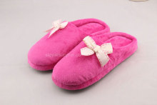 ladies easy velour lip back stab stitch bow mule slipper