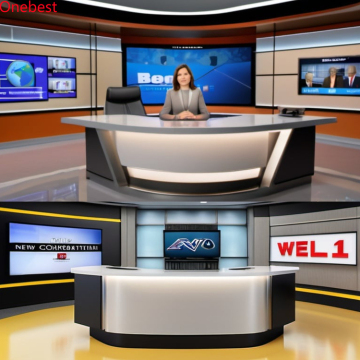 LED Light Studio Desk for TV News Broadcast Reception Counter