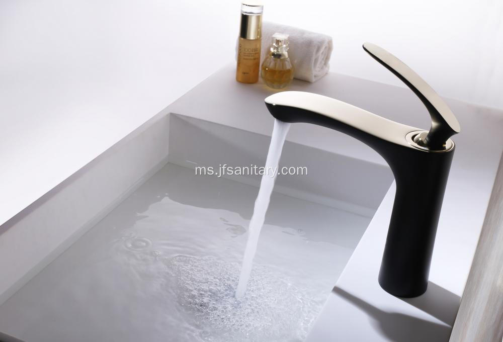 Fesyen Hitam dan Emas Single Hole Basin Faucet