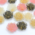 Pretty Rose with Sequins Filled Resin Ornament Artificial Flower DIY Fashion Brooch Making Girls Hair Clips Embellishment