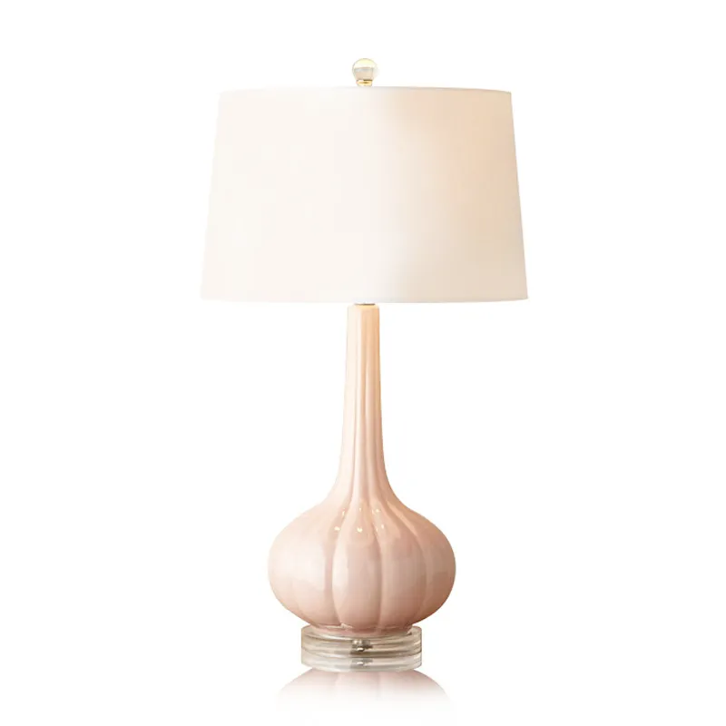 Chic Pink Striped Pumpkin Lamp for Modern Bedroom Aesthetics