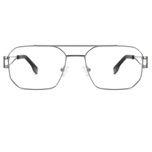 Latest Men's Pilot Style Eyeglasses: Custom Logo Square Metal Frames in Trend