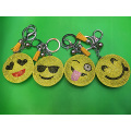 Bordées de jaune Smiley Faces pendentif cuir sac Keychain ornements