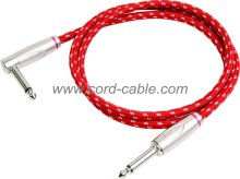DBS Series Instrument Guitar Cable Jack 90° to Jack Red Braided