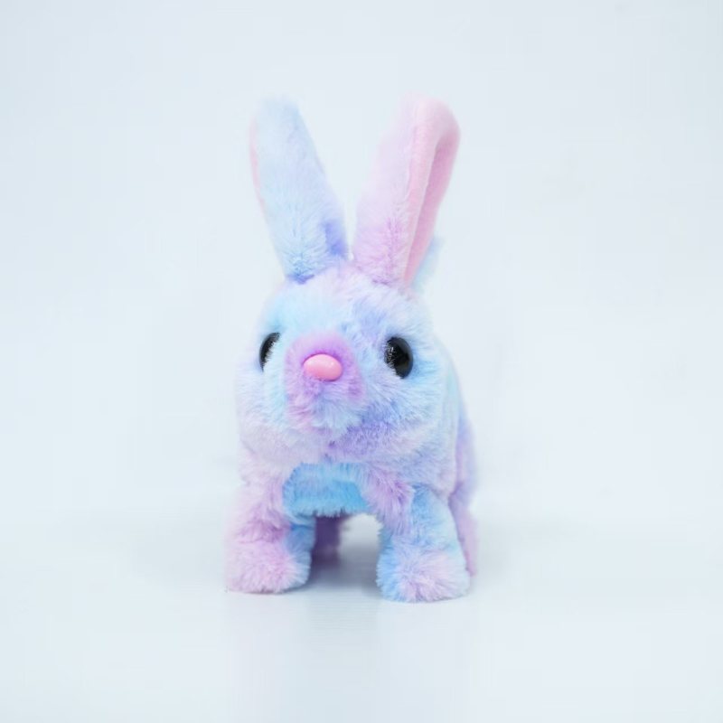 Electric Tie-Dye Fluffy Plush Rabbit Toy