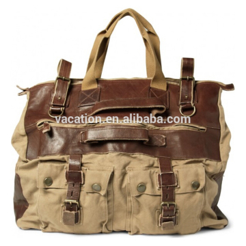 leather expandable canvas travel bag