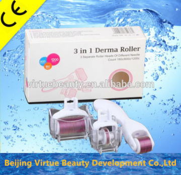 Cosmetic 3 different heads derma roller/derma pen for eyes face and body