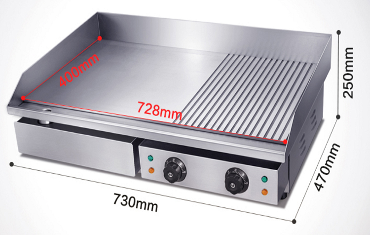 Grace Kitchen Stainless Steel Half Flat Half Grooved Electric Burger Grill Machine