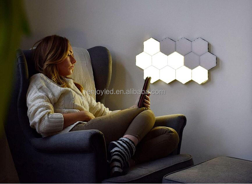 Rebow drop shipping stock wall mounted magnetic honeycomb quantum white touch DIY led night hexagonal lights