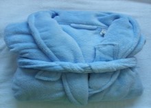 Blue Microfiber Coral Fleece Bathrobe