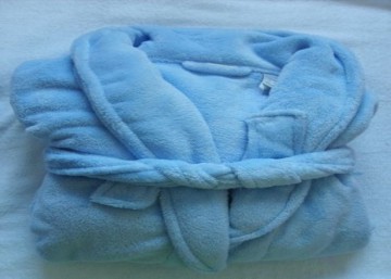 Blue Microfiber Coral Fleece Bathrobe