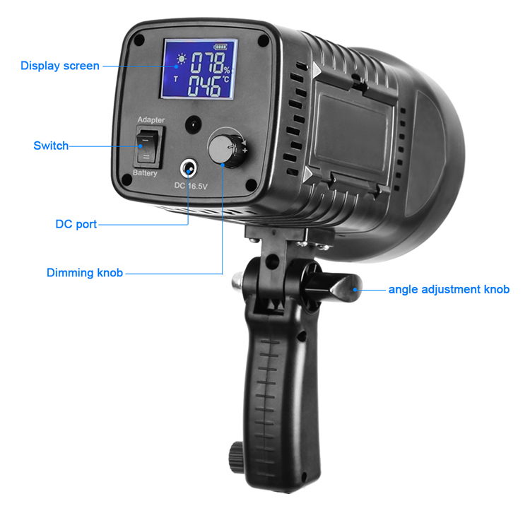 Luz de video LED de 200 W con 3 filtros de color y reflector Luz de disparo de fotografía de luz diurna regulable de 5600 K con softbox de linterna