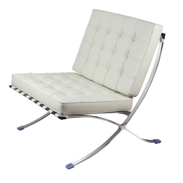 Stainless steel white microfiber leather Barcelona chairs