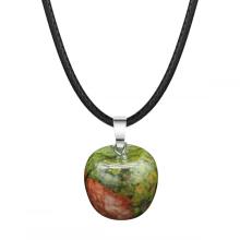 3D Unakite Apple Pendant Necklace for Women Girls