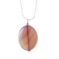 Natural Gemstone Agate Necklace with Silver Chain