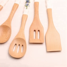 Eco-Friendly Cook Tools natural  wooden spatula Chinese manufacturer wooden colored slotted turners
