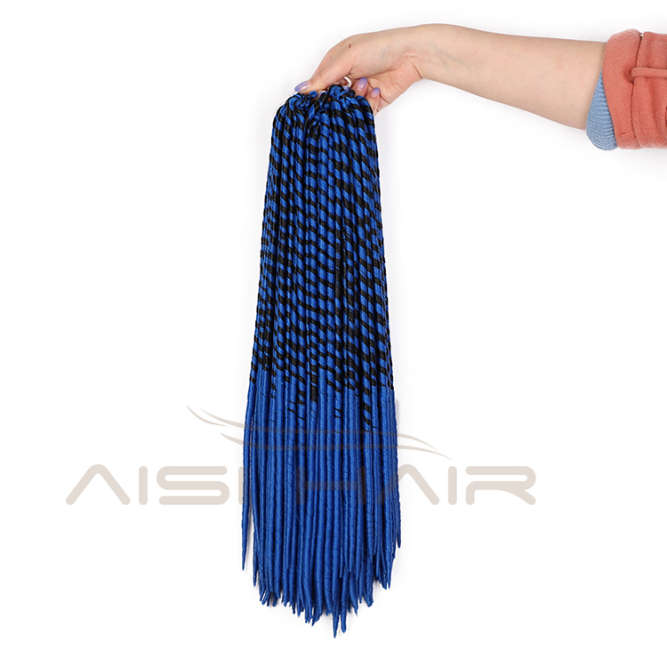 Aisi Hair Hot Selling Long Style Heat Resistant Synthetic Dreadlocks Blue Color Braid Hair Extensions For Black Women