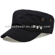 10*10 Cotton Twill Cheap Fashion Black Military Peaked Cap