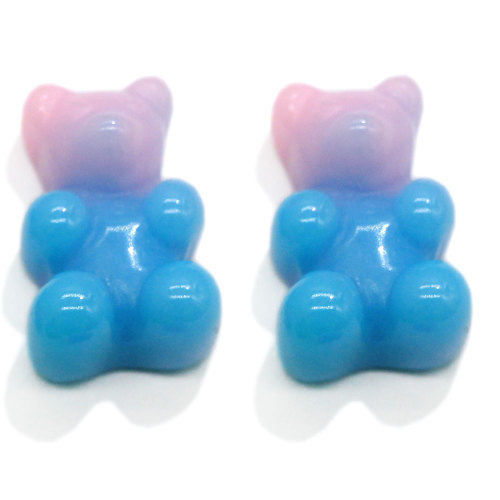 Venta caliente Gummy Bear Resina Cabochon Gradient Rampa Color Flatback Animal Charms para llavero Drop Earring Making