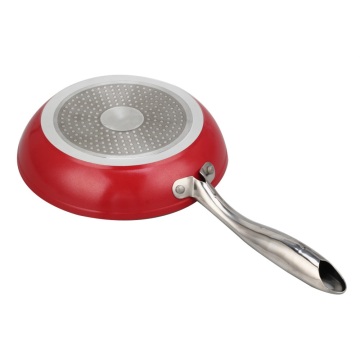 Food-Grade Red Aluminum Frypan with Stainless Steel Handle