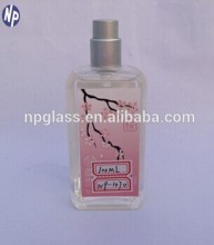 glass perfume bottle with lable