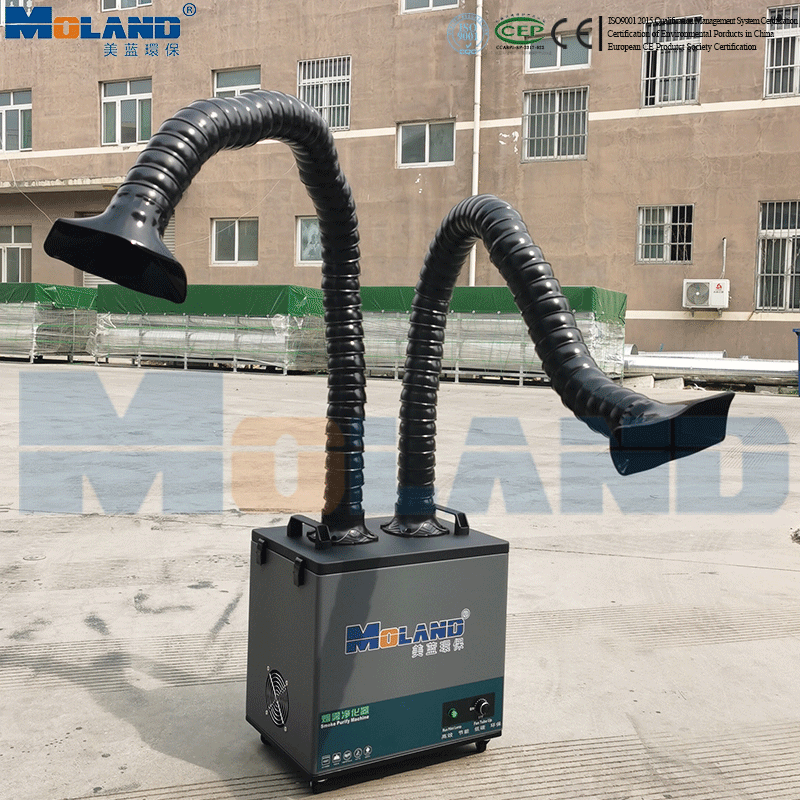 Dual channel industrial welding smoke dust cleaner