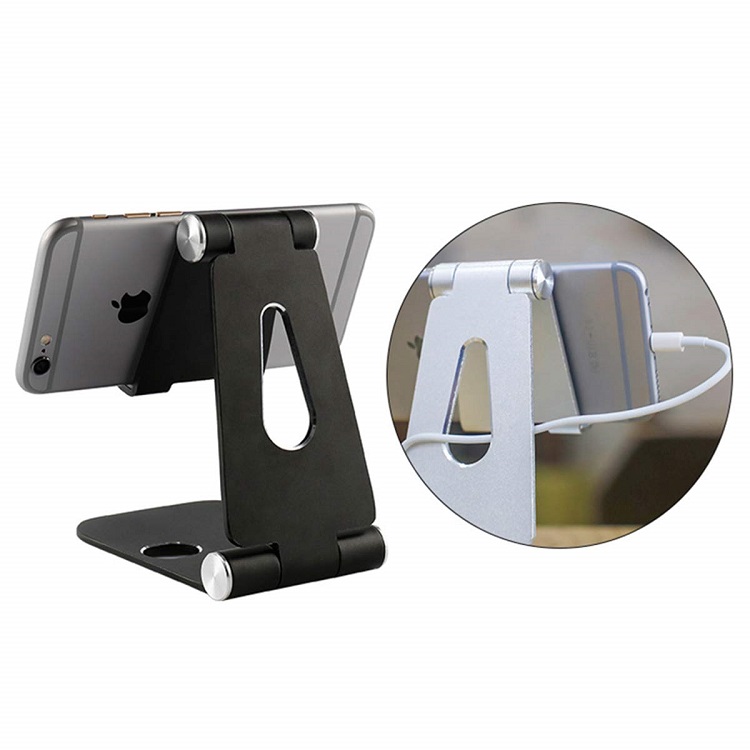Rotating adjustable alloy desk smartphone mobile phone roller holder table metal stand 270-degree rotation aluminum