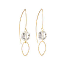 1203-QQ Round Gold Drop Earrings with Big Crystal