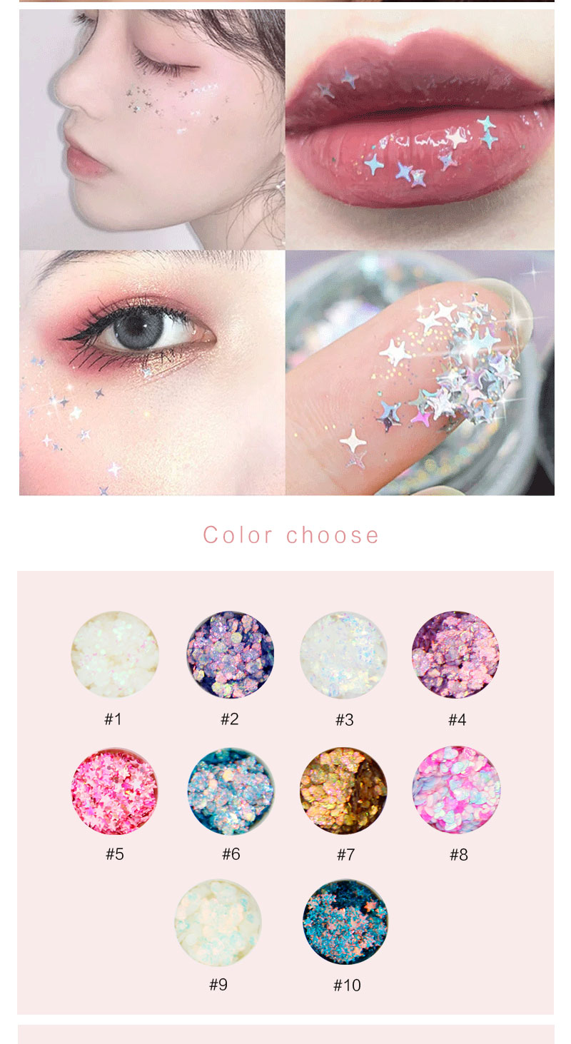 10-color sequin gel Keep shining shiny beauty makeup face colorful easy to use