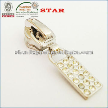 No.5 rhinestone letter slider for polyester zipper open end