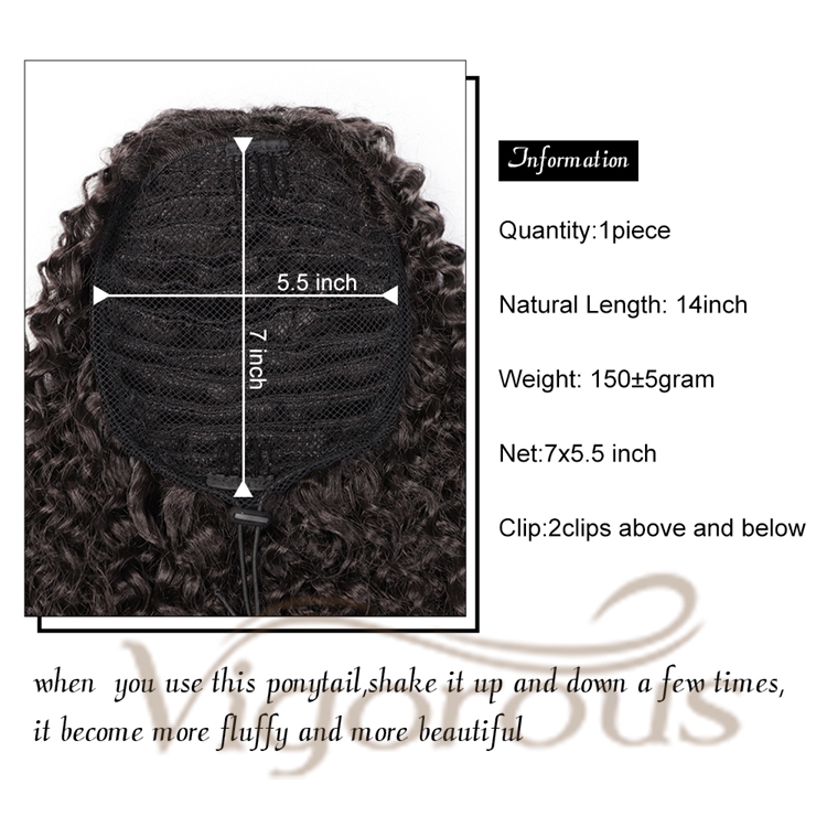 Vigorous Wholesale Cheap Price Middle Long Kinky Curly Adjustable Updo Brown Black Drawstring Synthetic Ponytail Hair Extension