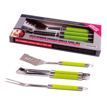 3pcs BBQ set with TPR coating handle