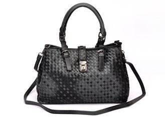 Adjustable Shoulder Two tone Handbags / Woven faux leather
