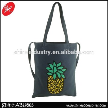 Pineapple Print Canvas Shopping Shoulder Bag