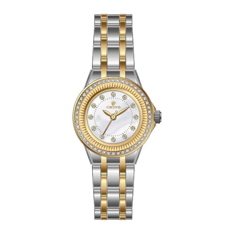 Steel Watchband Quartz Brass Watch Case Woman Watch